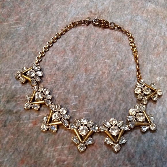 J Crew Clear Rhinestone Statement Necklace Collar - Picture 1 of 1